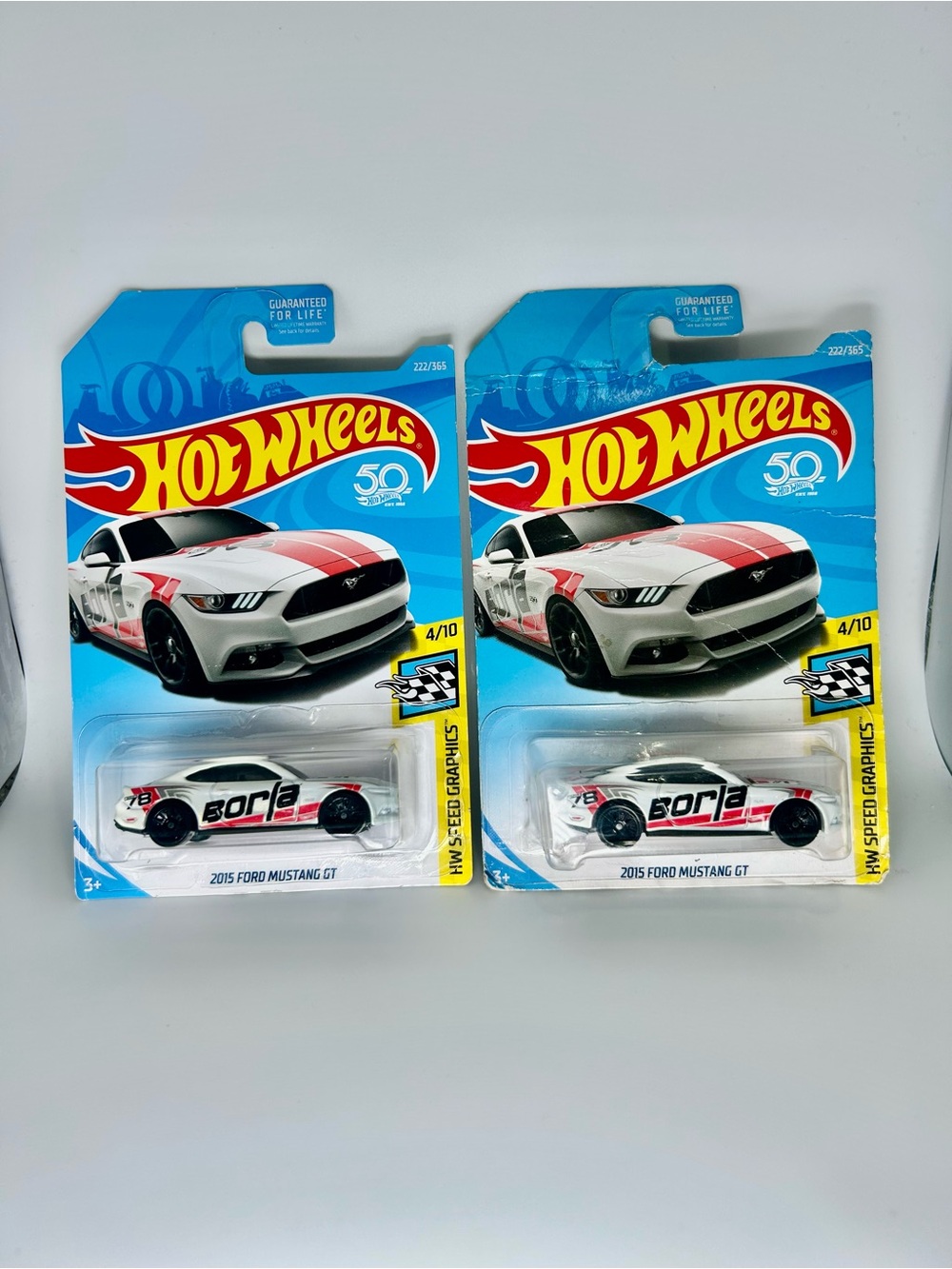 Hot Wheels Mustang Lot Of 2x - 2015 FORD MUSTANG GT White 4/10 HW Speed Graphics